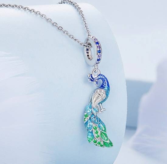 Silver Peacock Bracelet Charm