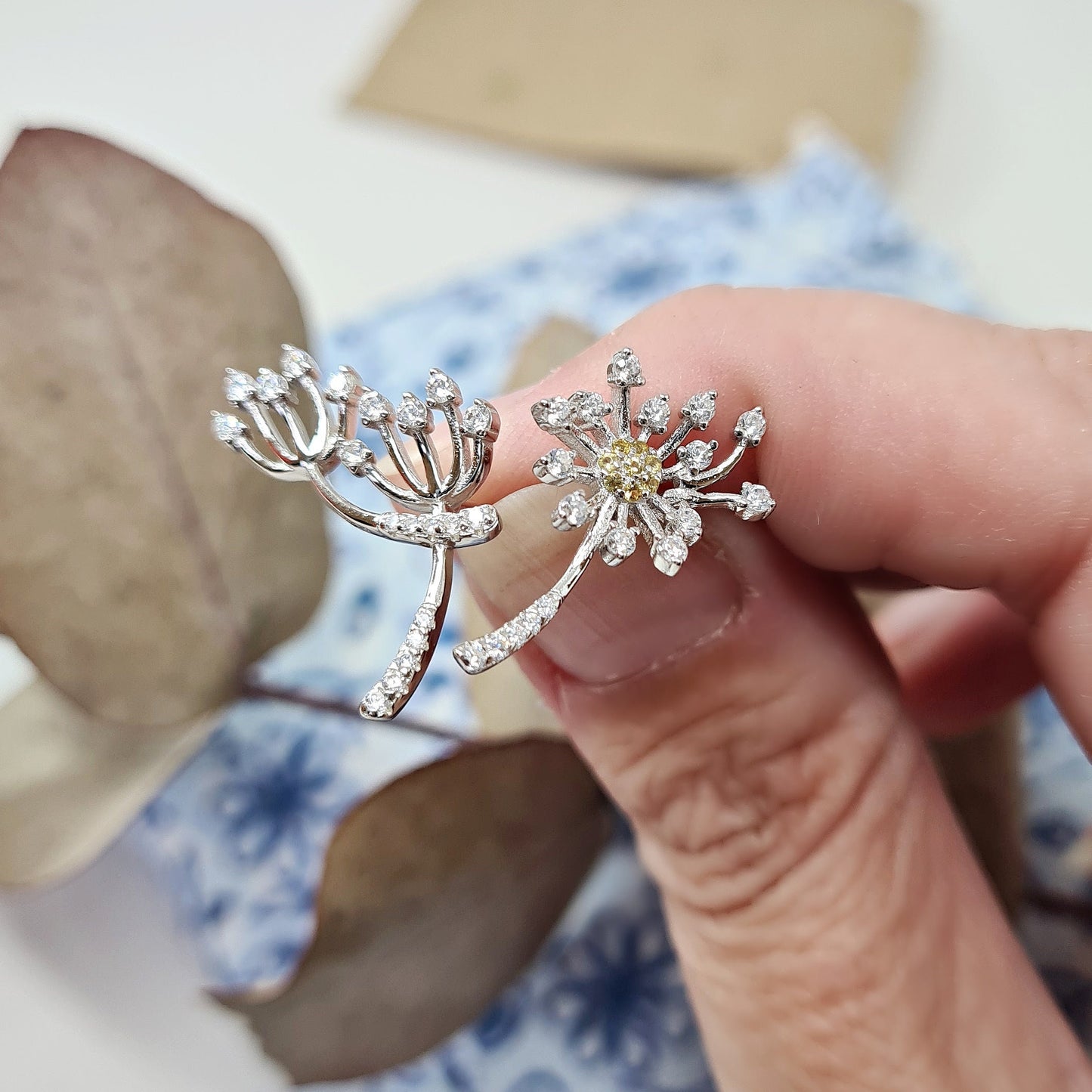 Silver Dandelion Earrings