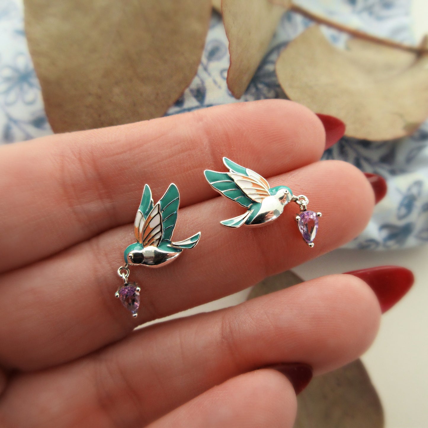 Silver Hummingbird Earrings