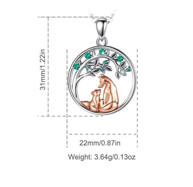 Silver Mother and Baby Fox Necklace