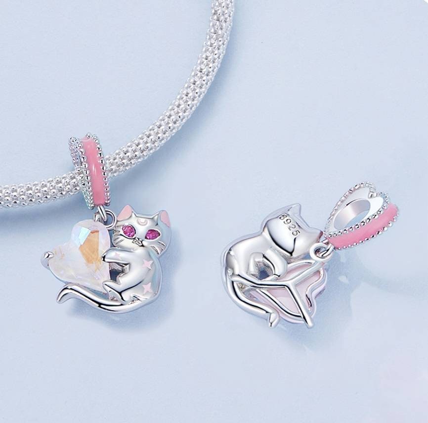 Pink Kawaii Kitten Bracelet Charm