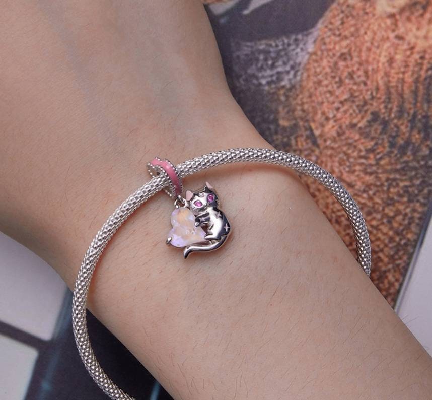 Pink Kawaii Kitten Bracelet Charm