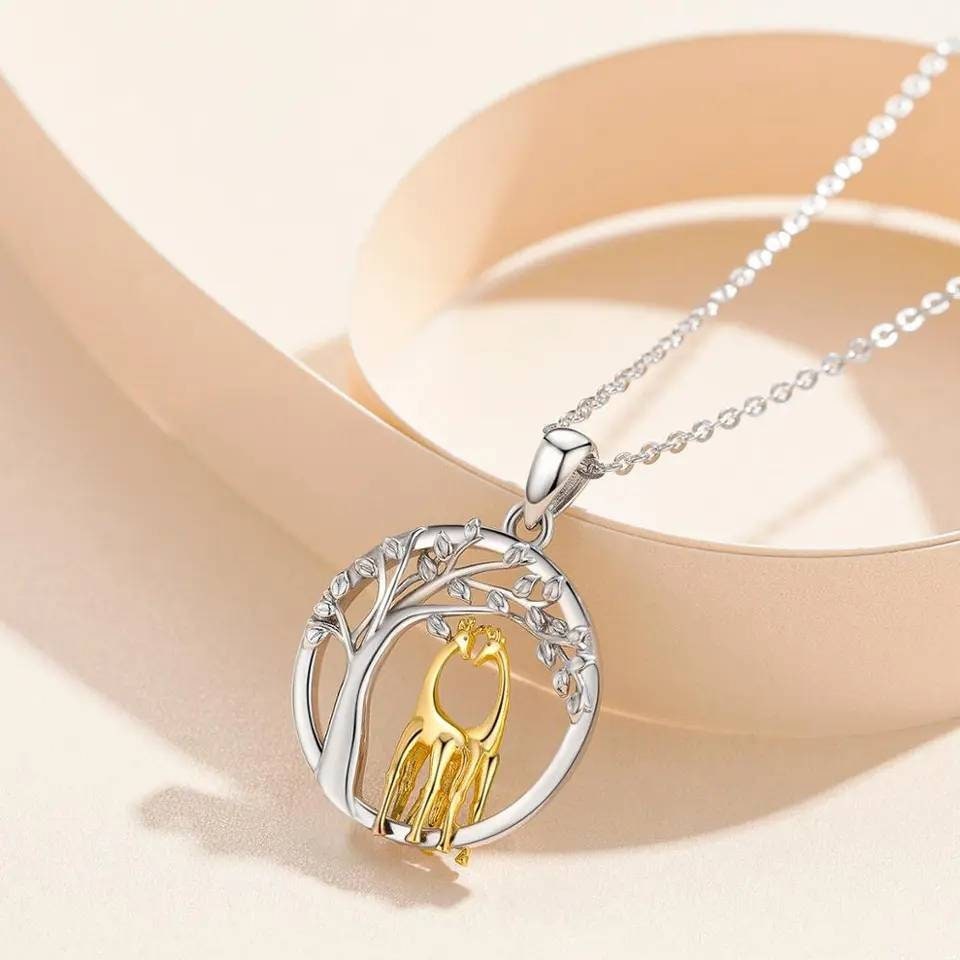 Silver & Rose Gold Giraffe Necklace