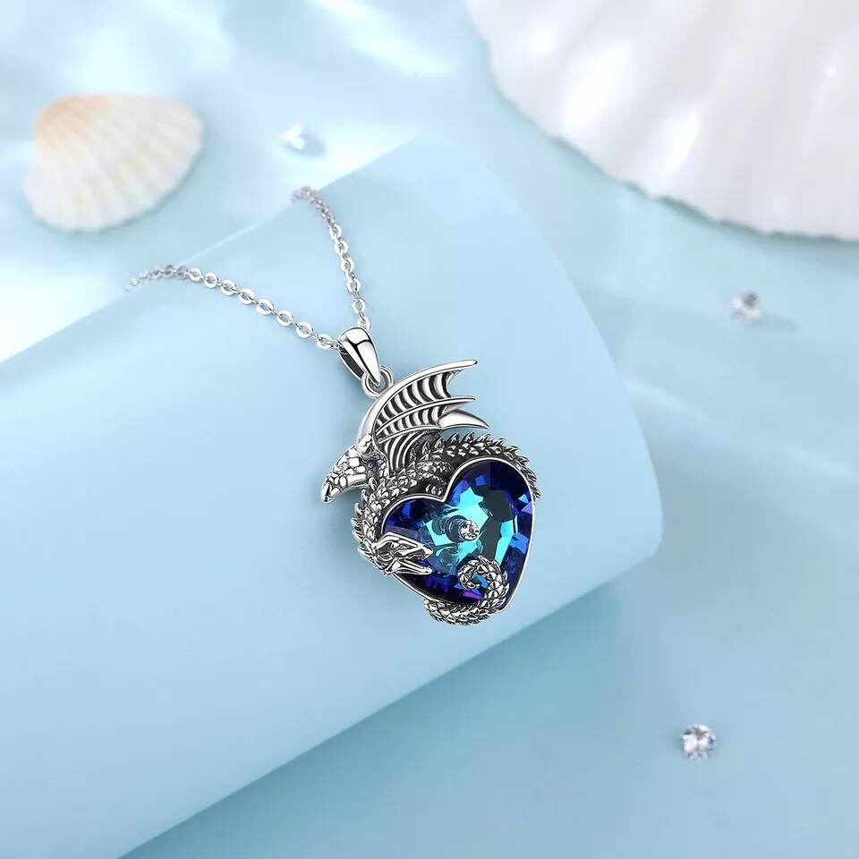 Silver Dragon Heart Necklace