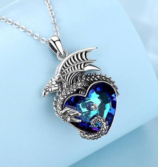 Silver Dragon Heart Necklace