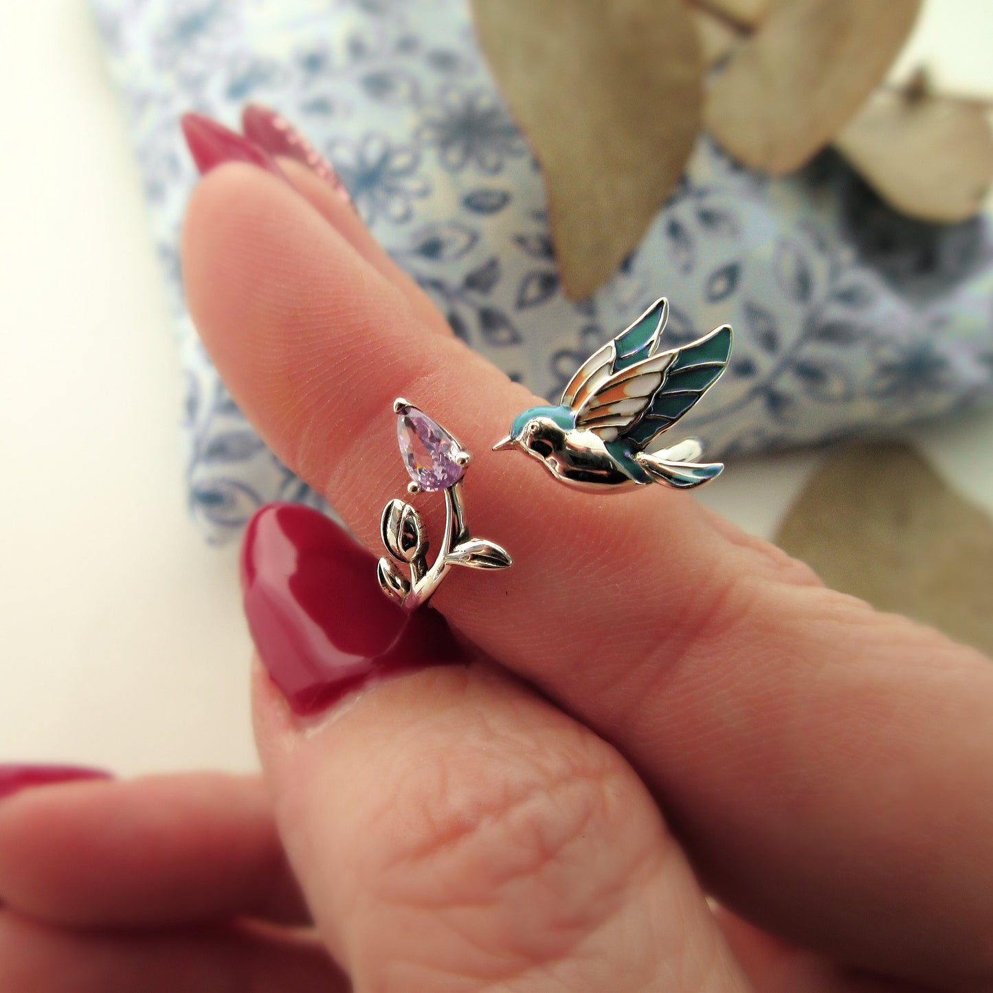 Silver Hummingbird Ring