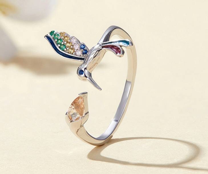 Colourful Hummingbird Ring