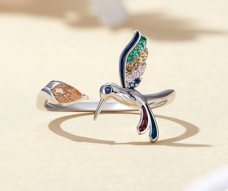 Colourful Hummingbird Ring