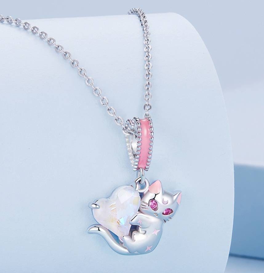 Pink Kawaii Kitten Bracelet Charm