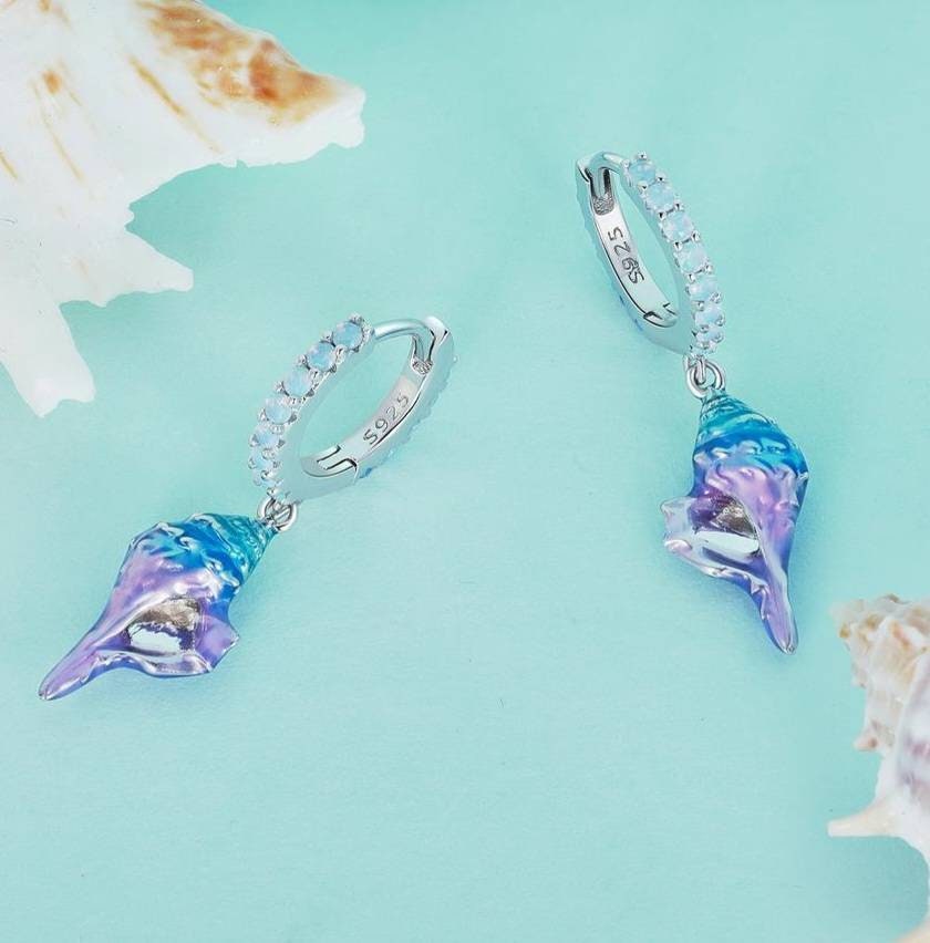 seashell huggie hoops