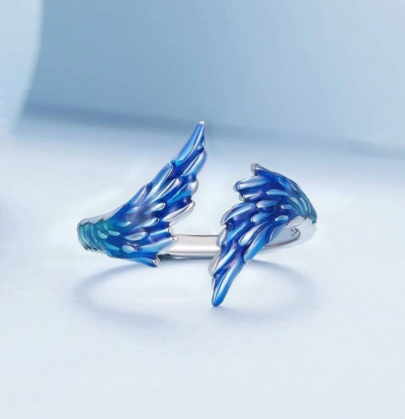 Blue and Green Feather Ring