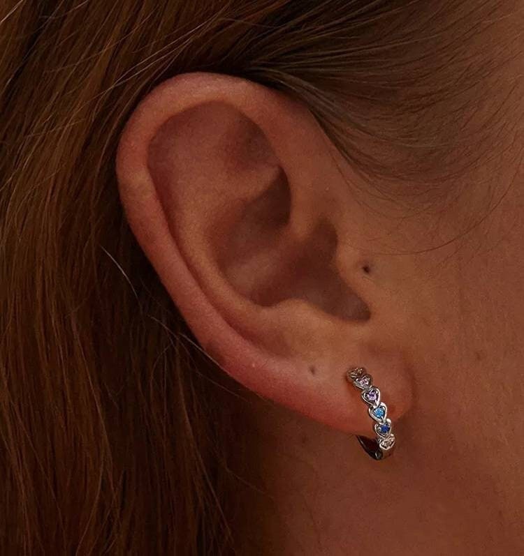 Rainbow Heart Hoop Earrings