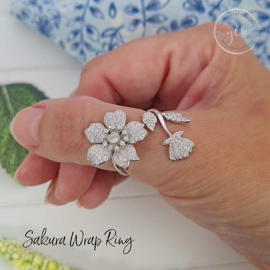 Silver Sakura Flower Ring