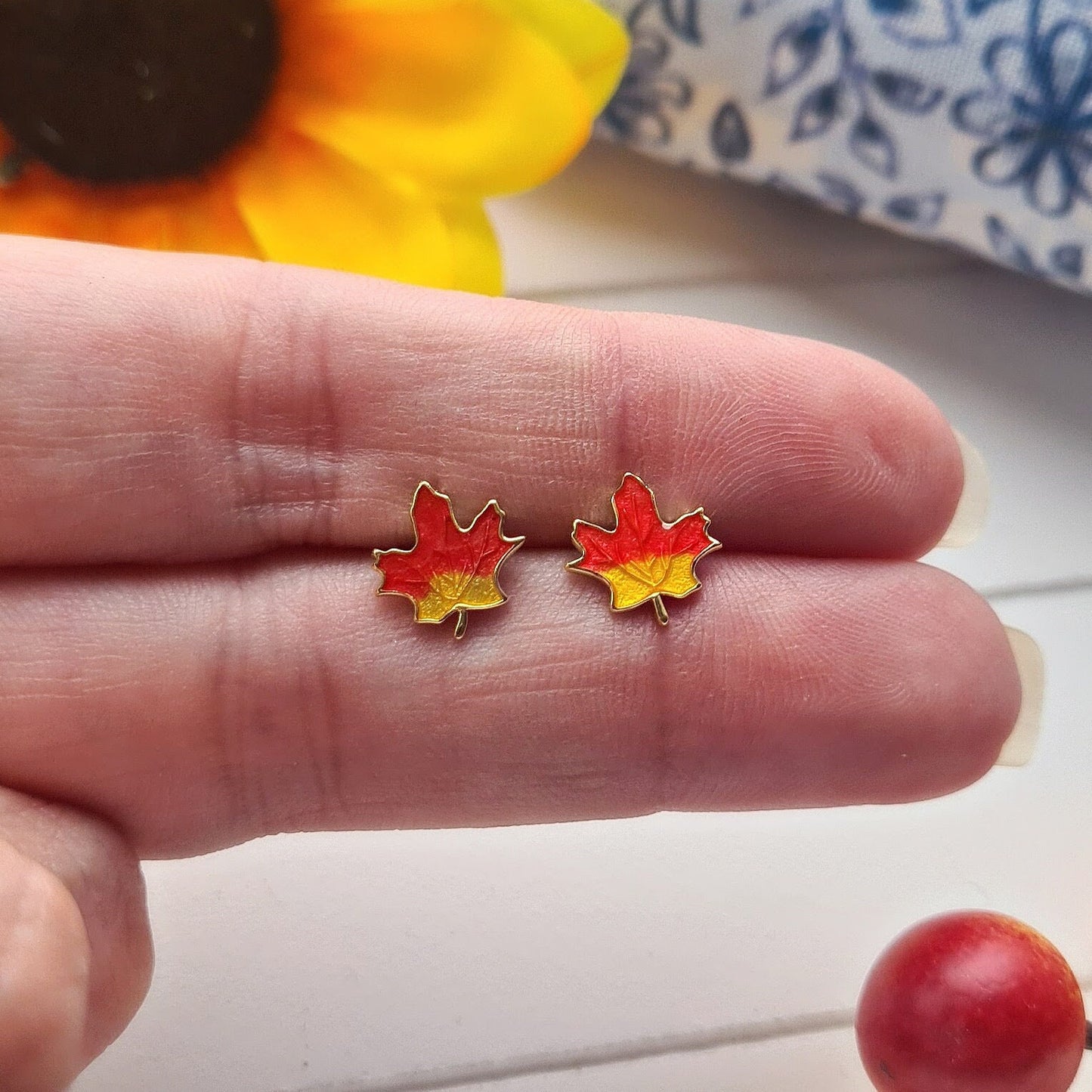 Gold Maple Leaf Earrings