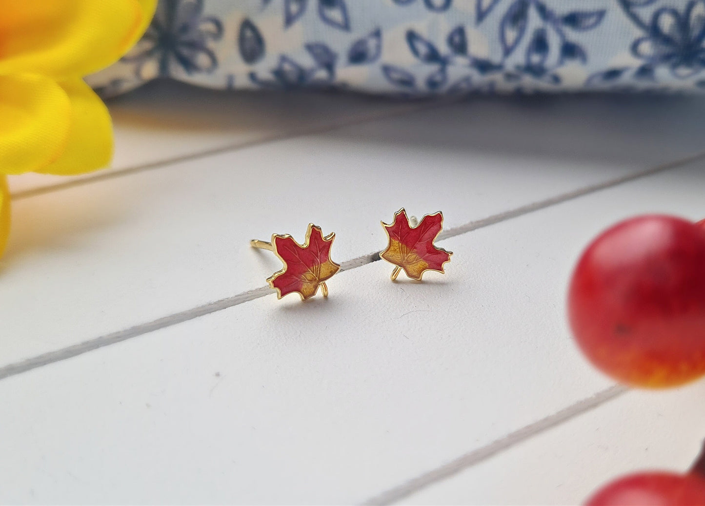 Gold Maple Leaf Earrings